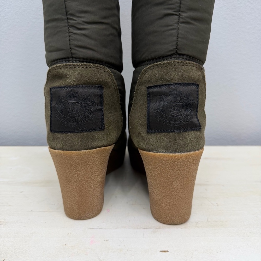 Juicy Couture Green Puffer Wedge Platform Boots Size 7 - Picture 8 of 10